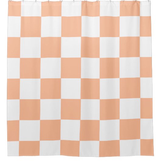 Peach Fuzz Checkered Gingham Pattern Duschvorhang (Vorderseite)