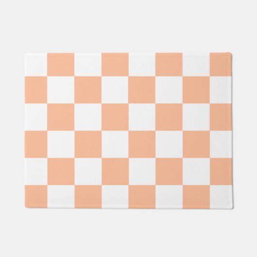 Peach Fuzz Checkered Gingham Pattern Fußmatte (Vorderseite)
