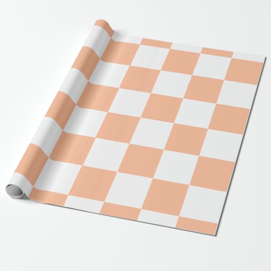 Peach Fuzz Checkered Gingham Pattern Geschenkpapier (Ungerollt)