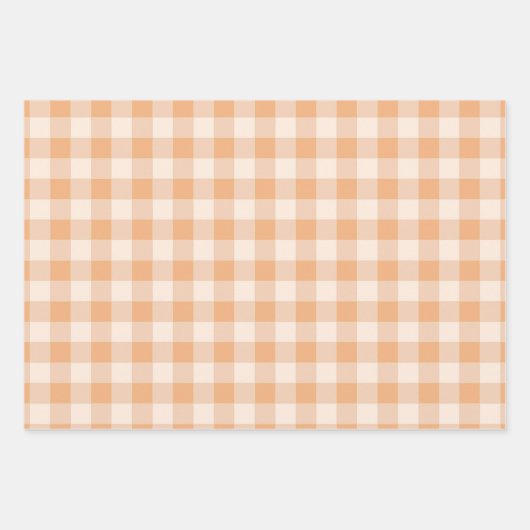Peach Fuzz Checkered Gingham Pattern Geschenkpapier Set (Vorderseite 3)