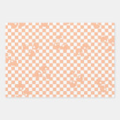 Peach Fuzz Checkered Gingham Pattern Geschenkpapier Set (Vorderseite 2)