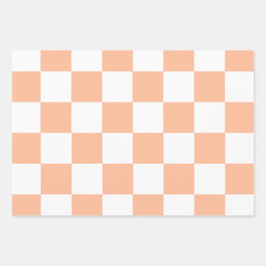 Peach Fuzz Checkered Gingham Pattern Geschenkpapier Set (Vorderseite)