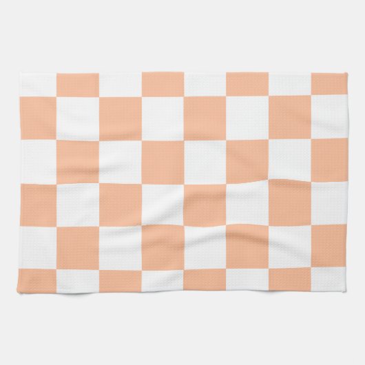 Peach Fuzz Checkered Gingham Pattern Geschirrtuch (Horizontal)