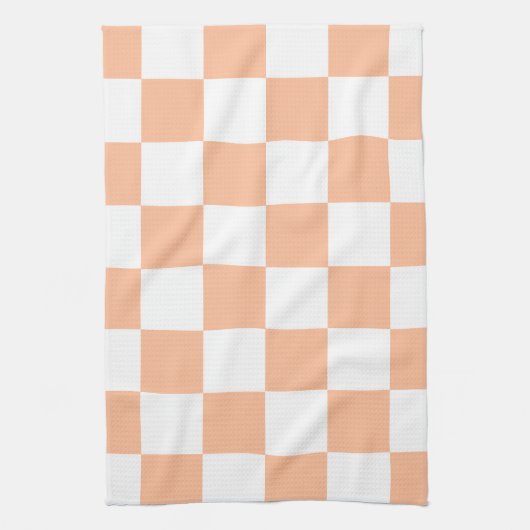 Peach Fuzz Checkered Gingham Pattern Geschirrtuch (Vertikal)