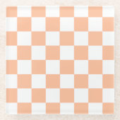 Peach Fuzz Checkered Gingham Pattern Glasuntersetzer (Vorderseite)