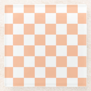 Peach Fuzz Checkered Gingham Pattern Glasuntersetzer