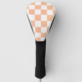 Peach Fuzz Checkered Gingham Pattern Golf Headcover