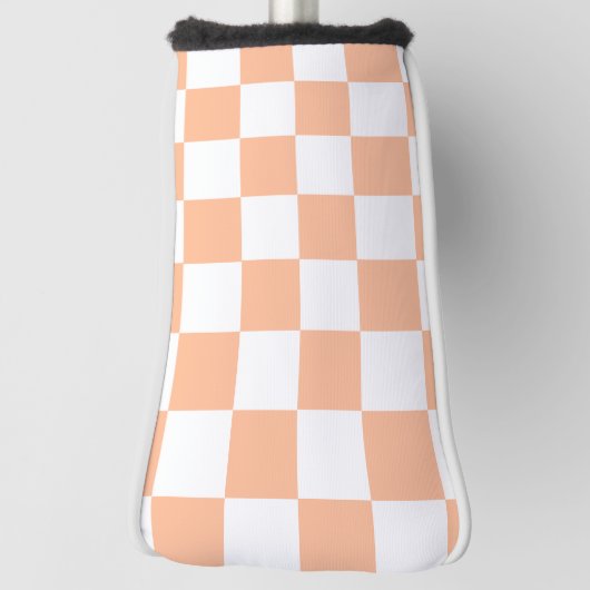 Peach Fuzz Checkered Gingham Pattern Golf Headcover (Rotieren 90)