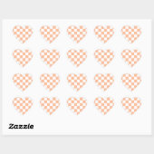 Peach Fuzz Checkered Gingham Pattern Herz-Aufkleber (Blatt)