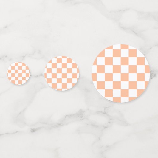 Peach Fuzz Checkered Gingham Pattern Konfetti (Rückseiten)