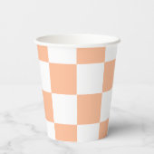 Peach Fuzz Checkered Gingham Pattern Pappbecher (Rückseite)