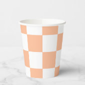 Peach Fuzz Checkered Gingham Pattern Pappbecher (Links)