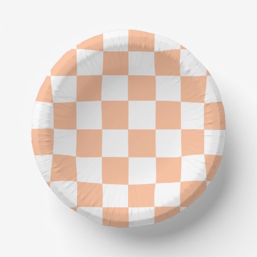 Peach Fuzz Checkered Gingham Pattern Pappteller (Vorderseite)
