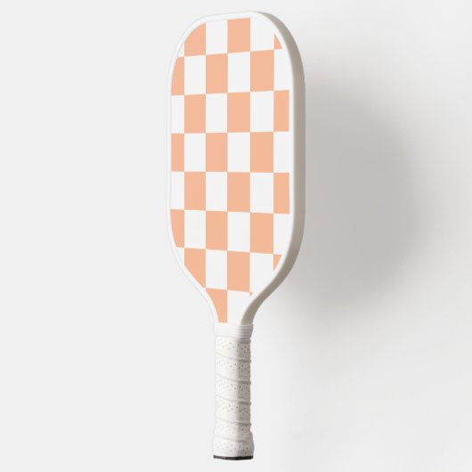 Peach Fuzz Checkered Gingham Pattern Pickleball Schläger (Links)