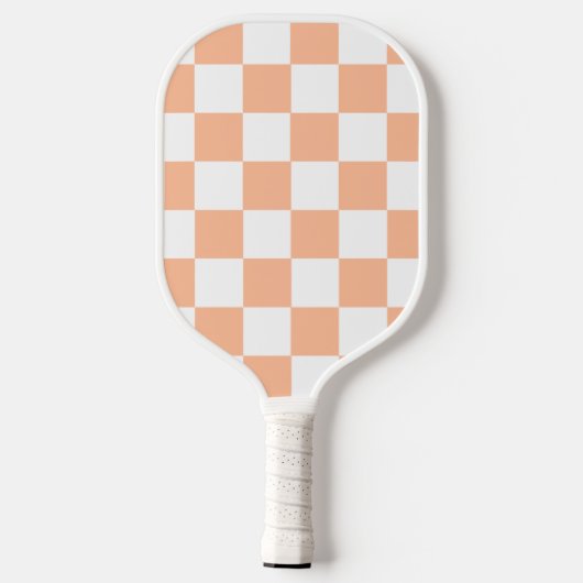 Peach Fuzz Checkered Gingham Pattern Pickleball Schläger (Rückseite)
