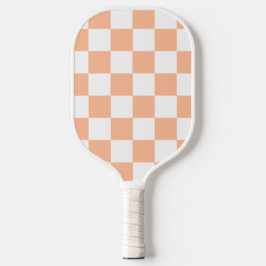 Peach Fuzz Checkered Gingham Pattern Pickleball Schläger