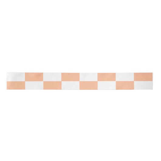 Peach Fuzz Checkered Gingham Pattern Satinband (Vorderseite)