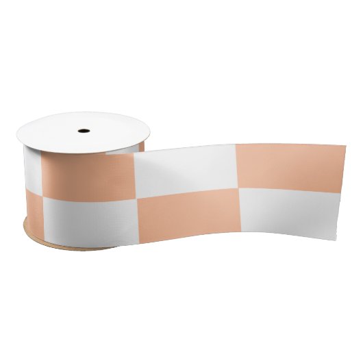 Peach Fuzz Checkered Gingham Pattern Satinband (Spule)