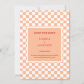 Peach Fuzz Checkered Gingham Pattern Save The Date (Vorderseite)