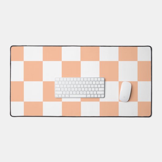 Peach Fuzz Checkered Gingham Pattern Schreibtischunterlage (Tastatur & Maus)