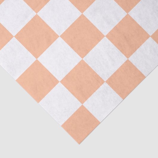 Peach Fuzz Checkered Gingham Pattern Seidenpapier (Ausschnitt)