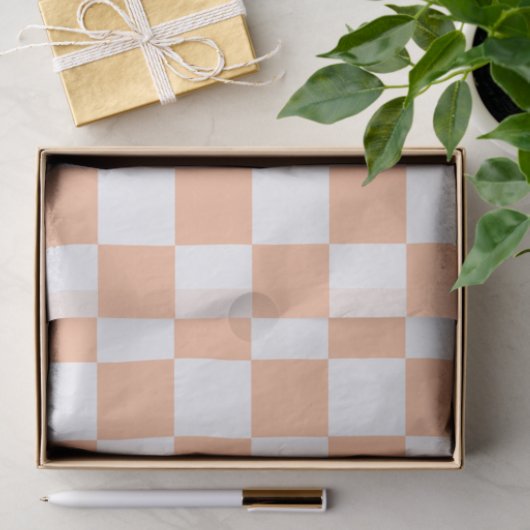 Peach Fuzz Checkered Gingham Pattern Seidenpapier (Geschenk)