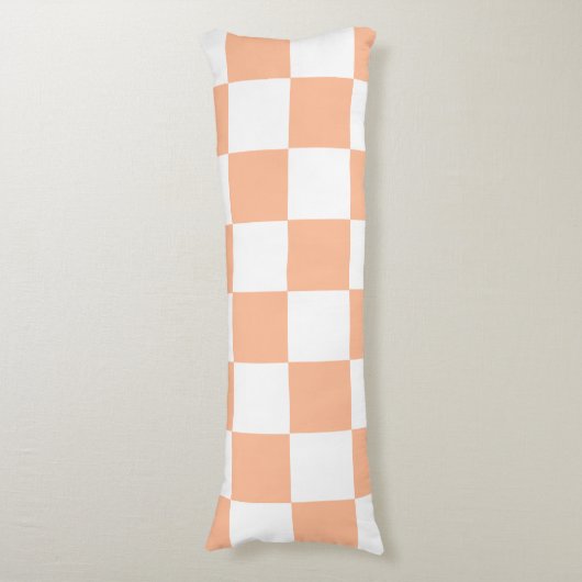 Peach Fuzz Checkered Gingham Pattern Seitenschläferkissen (Vorderseite Vertikal)