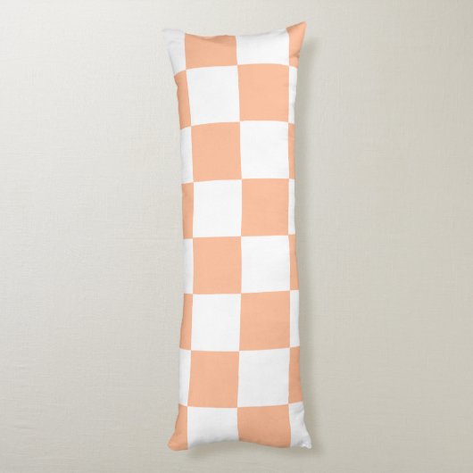 Peach Fuzz Checkered Gingham Pattern Seitenschläferkissen (Rückseite (Vertikal))