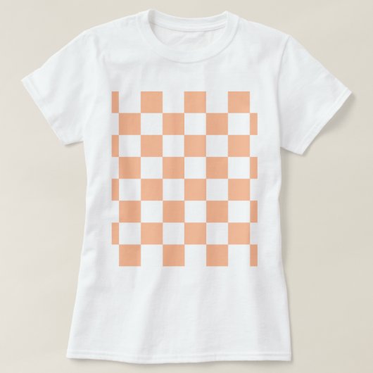 Peach Fuzz Checkered Gingham Pattern T-Shirt (Design vorne)