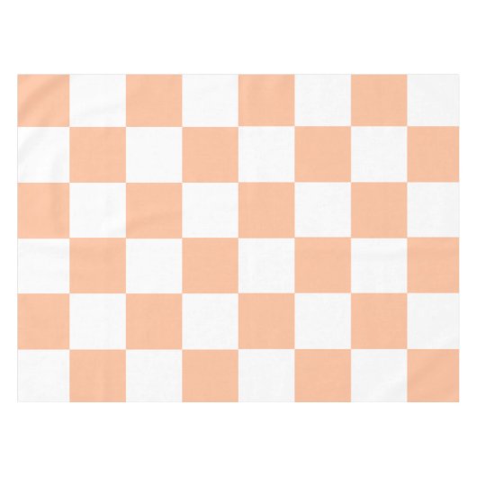 Peach Fuzz Checkered Gingham Pattern Tischdecke (Vorderseite (Horizontal))