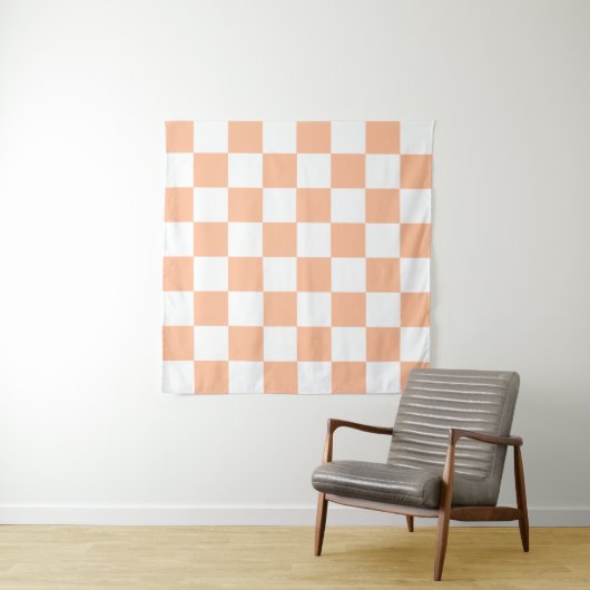Peach Fuzz Checkered Gingham Pattern Wandteppich (Beispiel)