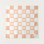 Peach Fuzz Checkered Gingham Pattern Wandteppich (Vorderseite (Horizontal))