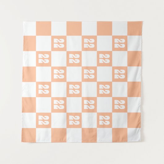 Peach Fuzz Checkered Gingham Pattern Wandteppich (Vorderseite (Horizontal))