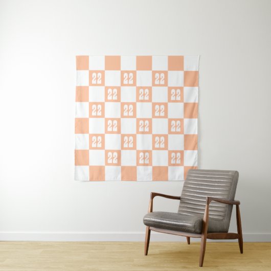 Peach Fuzz Checkered Gingham Pattern Wandteppich (Beispiel)