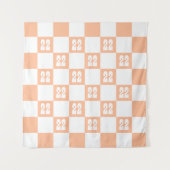 Peach Fuzz Checkered Gingham Pattern Wandteppich (Vorderseite)