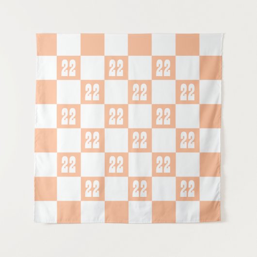 Peach Fuzz Checkered Gingham Pattern Wandteppich (Vorderseite)