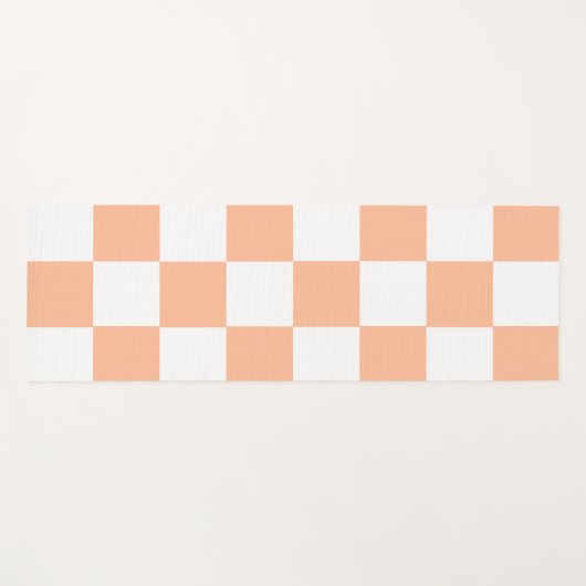 Peach Fuzz Checkered Gingham Pattern Yogamatte (Vorderseite (Horizontal))