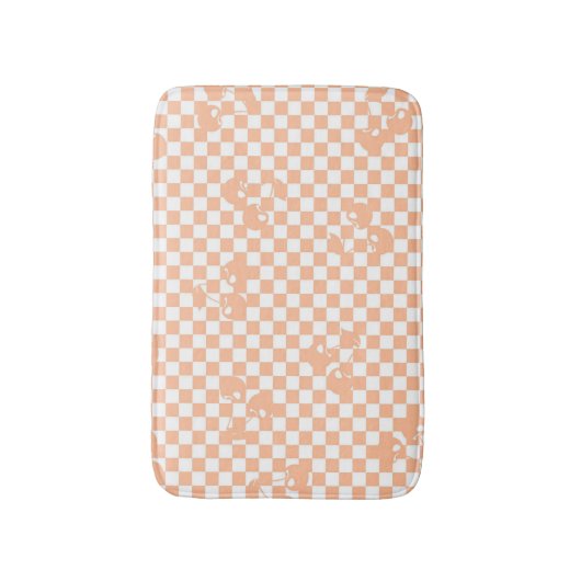 Peach Fuzz Cherry Gingham Pattern Badematte (Vorderseite Vertikal)