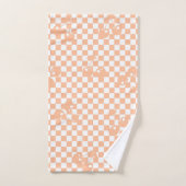 Peach Fuzz Cherry Gingham Pattern Badhandtuch Set (Handtuch)