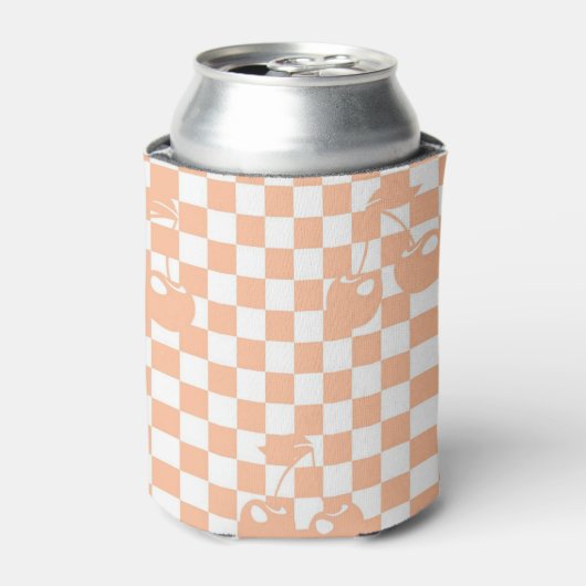 Peach Fuzz Cherry Gingham Pattern Dosenkühler (Kanne Vorderseite)