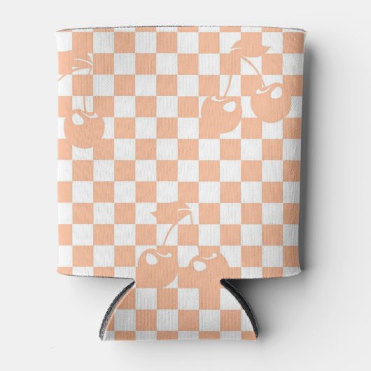 Peach Fuzz Cherry Gingham Pattern Dosenkühler (Vorderseite)