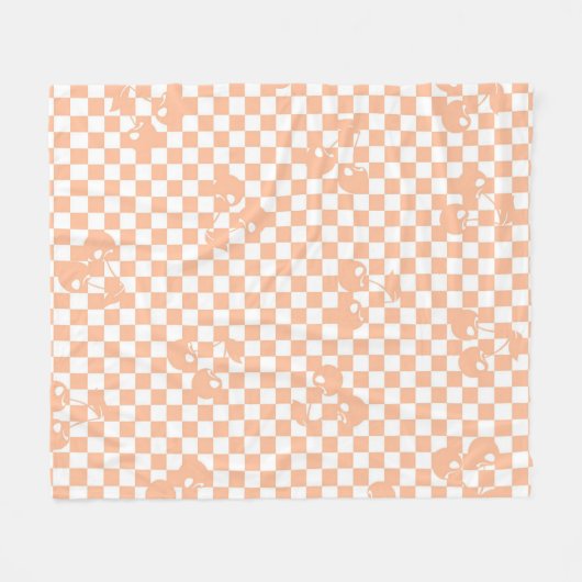 Peach Fuzz Cherry Gingham Pattern Fleecedecke (Vorderseite (Horizontal))