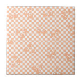 Peach Fuzz Cherry Gingham Pattern Fliese (Vorderseite)