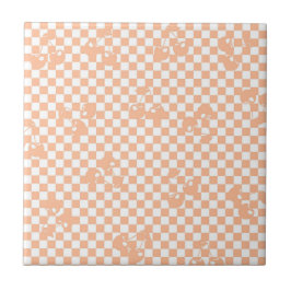 Peach Fuzz Cherry Gingham Pattern Fliese