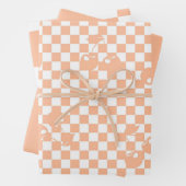 Peach Fuzz Cherry Gingham Pattern Geschenkpapier Set (Beispiel)