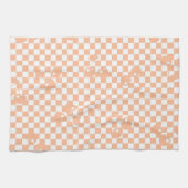 Peach Fuzz Cherry Gingham Pattern Geschirrtuch (Horizontal)