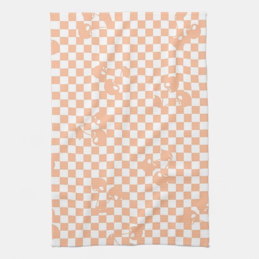Peach Fuzz Cherry Gingham Pattern Geschirrtuch (Vertikal)
