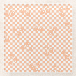 Peach Fuzz Cherry Gingham Pattern Glasuntersetzer