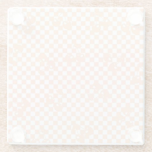 Peach Fuzz Cherry Gingham Pattern Glasuntersetzer (Rückseite)