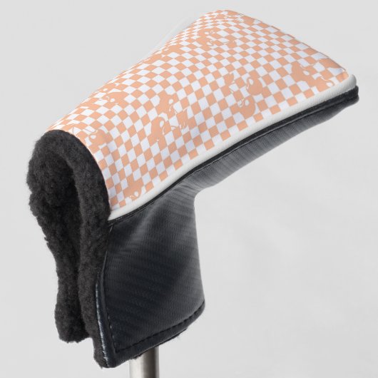 Peach Fuzz Cherry Gingham Pattern Golf Headcover (3/4 Vorderseite)